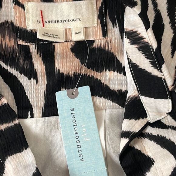 Anthropologie Wrap Dress Black and White Zebra Print size 16w NWT - Picture 7 of 8